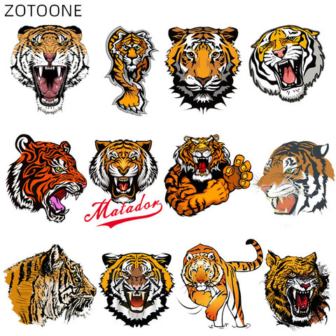 ZOTOONE-Patch tête de tigre en fer | Pour vêtements, patchs d'animaux mignons pour enfants, autocollants bricolage Applique transfert de chaleur, Vinly application H ► Photo 1/6