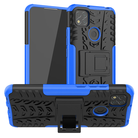 Coque renforcée en Silicone pour Xiaomi, compatible modèles Redmi 9C, NFC, résistante aux chocs, avec support ► Photo 1/6