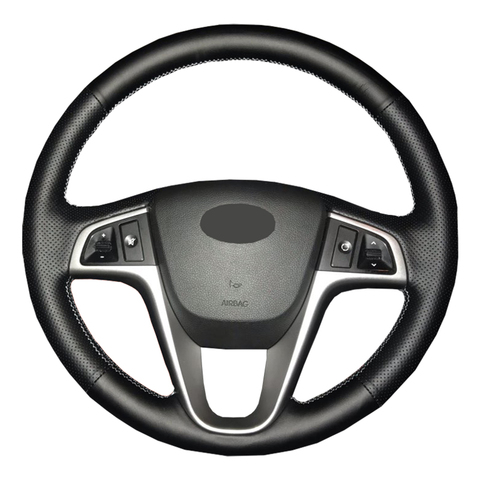 Housse de volant de voiture en cuir artificiel pour Hyundai Solaris Verna i20 2008-2012 Accent/volant dédié sur mesure ► Photo 1/6