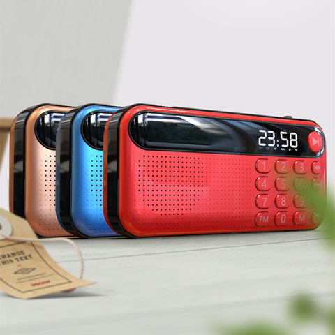 Portable FM radio haut-parleur extérieur maison TF carte U disque lecteur de musique mini mp3 horloge sortie casque 18650 batterie rechargeable ► Photo 1/6