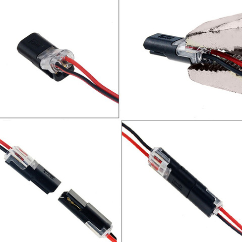 Connecteur de fil de serrure Scotch à ressort enfichable, 10 pièces/5 pièces, 2 broches pour fil 22-20awg, raccord de câble à épissure rapide, blocs de bornes à sertir ► Photo 1/4