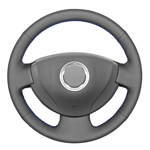 Housse de volant de voiture en Faux cuir, noir, pour Renault Logan 1 Sandero, symbole Clio Twingo Lada Largus Nissan Almera G15 ► Photo 1/6