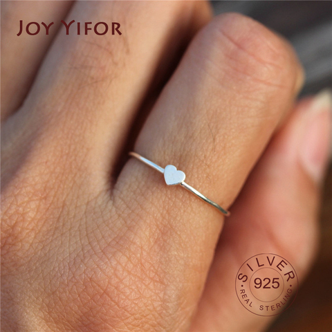 Bague ajustable en forme de petit cœur pour femme, jolie bague d'amour en argent Sterling 925, couleur or, promesse de mariage ► Photo 1/5