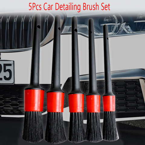 5 pièces voiture détaillant brosse Auto nettoyage voiture nettoyage détaillant ensemble tableau de bord sortie d'air propre brosse outils accessoires de lavage de voiture ► Photo 1/6