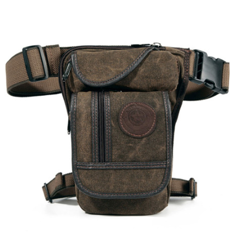 2010 hommes Drop jambe sac Fanny Pack taille mâle cuisse hanche Bum ceinture messager sac à bandoulière homme toile voyage moto Pack marron ► Photo 1/6