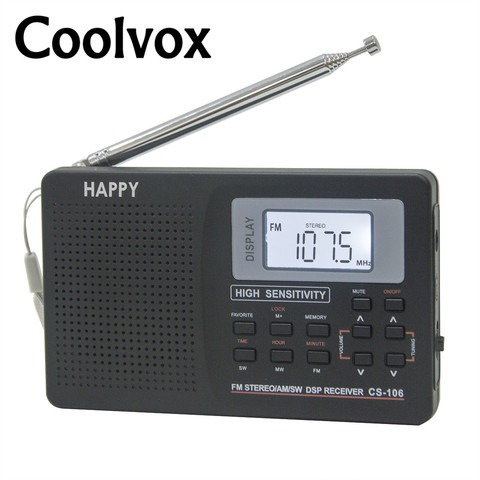 Coolvox CS-106 Pleine bande Multibande Stéréo Numérique Tuner FM/AM/SW/LW/TV Son Plein -vague Bande Récepteur Radio Antenne avec des Écouteurs ► Photo 1/6