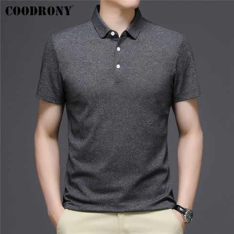 COODRONY Marque Affaires Décontracté Manches Courtes Polo T-shirt Hommes Vêtements Printemps été Classique Couleur Pure Coupe Ajustée Couverture En Coton C5156S ► Photo 1/6