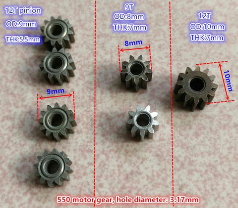 Engrenage de moteur 9T 12T pour perceuse électrique, diamètre du trou 3.17mm 550, moteur de tournevis ~ 5 pièces/lot ► Photo 1/1