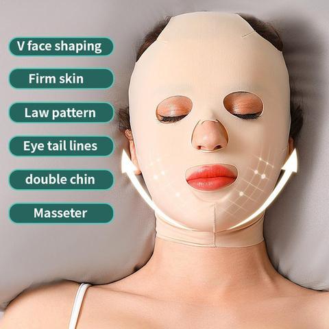 Masque facial respirant Anti-amincissement pour femmes, Bandage intégral en forme de V, masque de sommeil, C2Q1 ► Photo 1/6