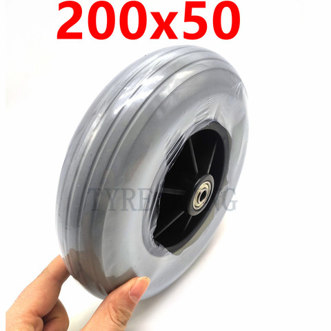 200x50 pneu de roue solide 8x2 pouces roue d'épaississement 200*50 roue en polyuréthane roue avant pour pièces de fauteuil roulant ► Photo 1/6