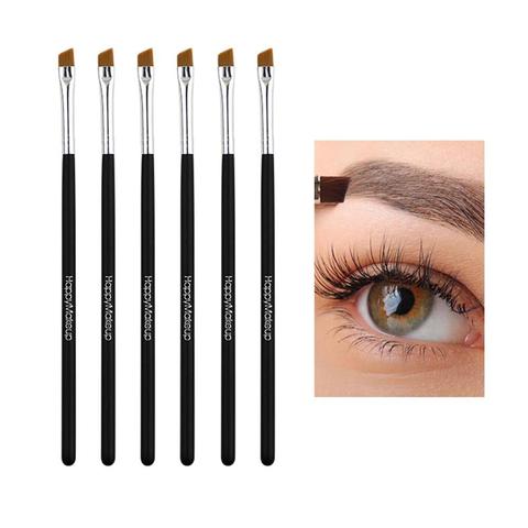 2/5 pièces brosse à sourcils simple biseauté manche en bois brosse à sourcils oeil poudre fond de teint brosse à maquillage des sourcils ► Photo 1/6