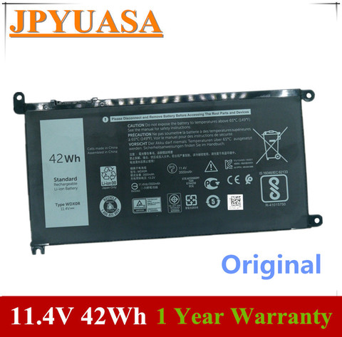 JPYUASA 11.4 V 42Wh D'origine WDX0R batterie d'ordinateur portable Pour Dell Inspiron 13 7368 14-7460 15 7560 17 5765 5767 5770 3CRH3 T2JX4 ► Photo 1/3