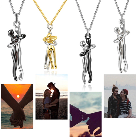 Nouveau Style d'amour câlin collier unisexe hommes femmes Couple collier avec pendentif SCI88 ► Photo 1/6