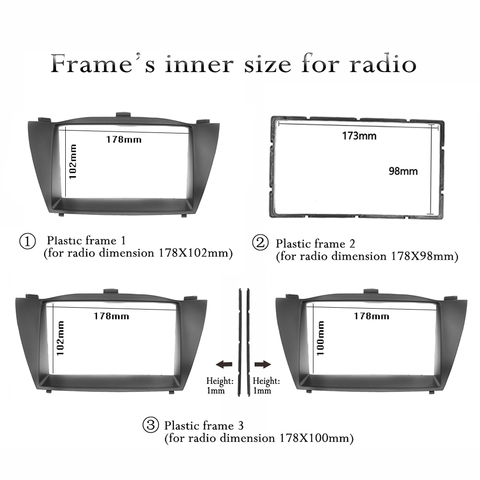 Kit de garniture Fascia Radio pour HYUNDAI TUCSON IX35 2010, panneau de cadre DVD, Interface stéréo, adaptateur de plaque de Console, Double Din ► Photo 1/6