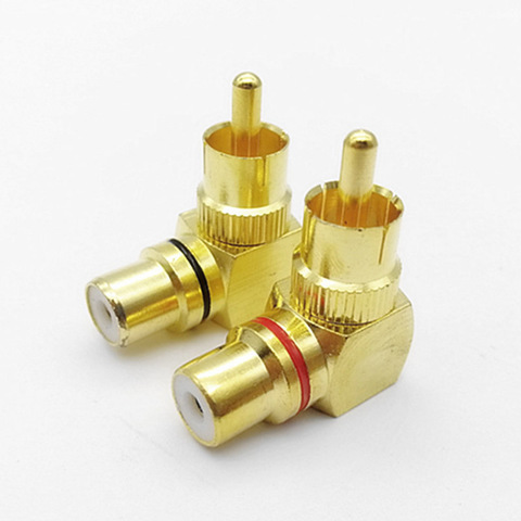 2Pcs Brass RCA Right Angle Male To Female Gold Plated Connector 90 Degree Adapters Connectors red black banana plug Jack ► Photo 1/4