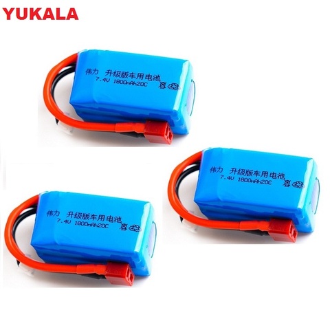 YUKALA – batterie Lipo 7.4 V 1800 mah, mise à niveau 2S 20C Max 40C pour Wltoys A959-b A969-b A979-b K929-B pièces de voiture RC 7.4 v 1800 mah ► Photo 1/4