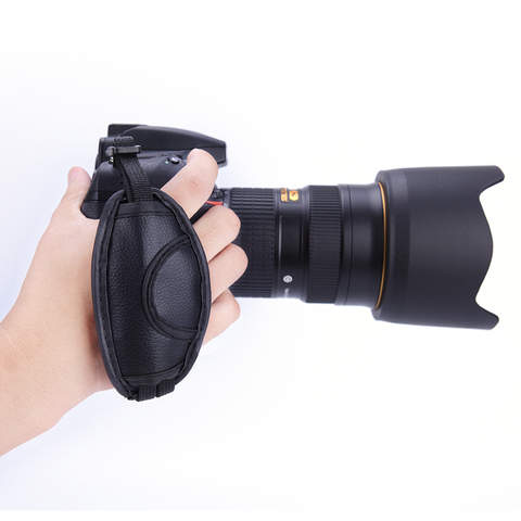 Dragonne noire en cuir PU pour appareil photo Dslr, Sony, Nikon, Canon D800, D7000, D5100, D3200 ► Photo 1/4