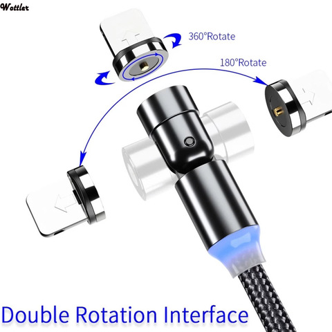 Rotation câble magnétique 360 degrés USB Type C câble de charge chargeur magnétique de charge rapide 540 rotation Micro câble magnétique ► Photo 1/6