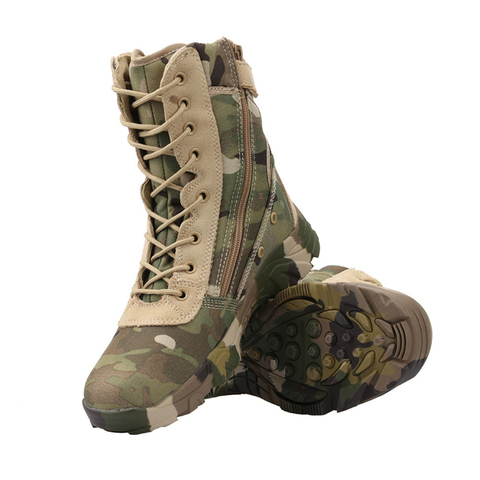 Jungle Camouflage bottes militaires bottes de Combat léger Camouflage randonnée moto chaussures pour hommes/femmes avec fermeture éclair respirant ► Photo 1/6