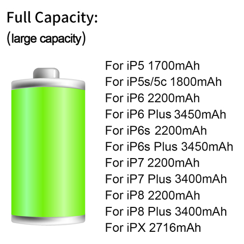 Batterie de remplacement haute capacité pour iPhone 6 s 6 s 5s 5 7 8 Plus 7P 8 P 6P 6SP ► Photo 1/6