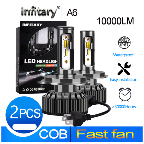 Infitary h4 LED H1 H11 9005 h7 LED 3 changeant de couleur de voiture phare antibrouillard 3000K 4300K 6500K flash 72W Lumières Automatiques 2 Pièces ► Photo 1/6