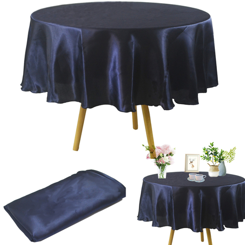 Nappe ronde Satin nappe pour noël maison nappes couverture de Table mariage anniversaire bébé douche fête Banquet superposition ► Photo 1/6