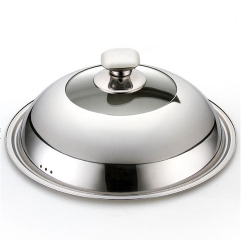 Couvercle de casserole Wok en acier inoxydable, couvercle de casserole Visible de remplacement pour poêle à frire, couvercle de Wok en forme de dôme de qualité ► Photo 1/6