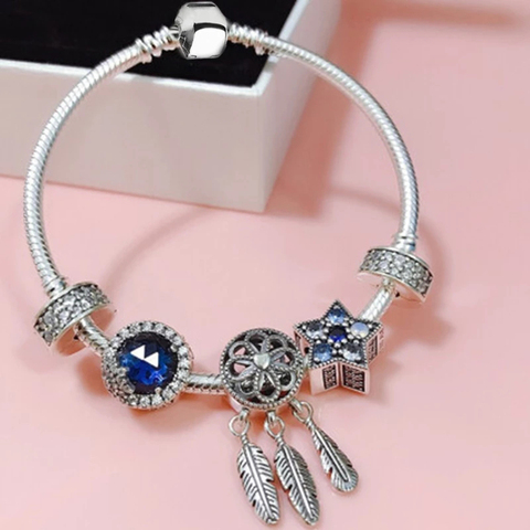 CHIELOYS offre spéciale breloque populaire dames Bracelets bricolage élégant bleu étoile & plume perles breloques Bracelets pour femme bijoux cadeau ► Photo 1/6