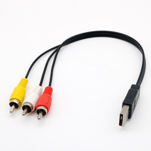 Prise mâle USB à 3 RCA adaptateur mâle convertisseur Audio vidéo AV câble A/V USB à RCA cordon Composite pour HDTV TV/PC fil de télévision ► Photo 1/6