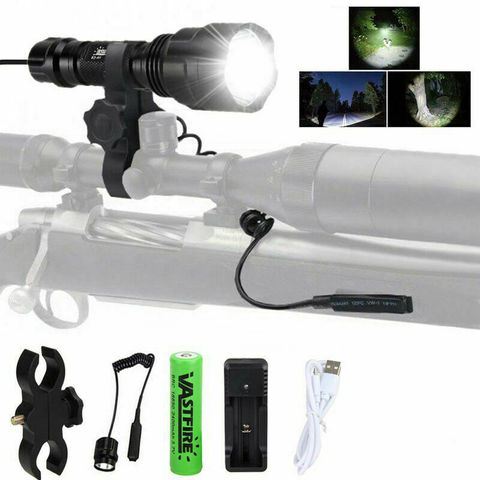 Lampe de poche tactique à LED 5000 Lumens, blanc, vert et rouge, lanterne pour fusil de chasse, interrupteur à pression, montage sur Rail, chargeur USB 18650 ► Photo 1/6