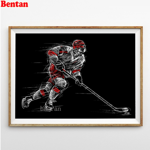 Peinture de diamant 5D pour joueur de Hockey sur glace, broderie complète, perles carrées ou rondes, points de croix, mosaïque, cadeau, strass, à faire soi-même ► Photo 1/6