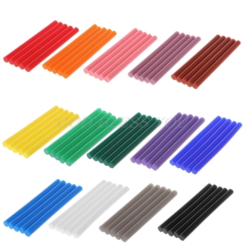 5 pièces colle thermofusible bâton coloré 7x100mm adhésif pour bricolage artisanat jouet réparation outil livraison directe ► Photo 1/6