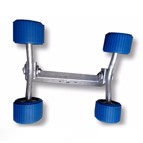 4 Set Boat Trailer Blue Rubber Ribbed Wobble Roller 4.33 inch Diameter, 3 inch Wide ► Photo 1/6
