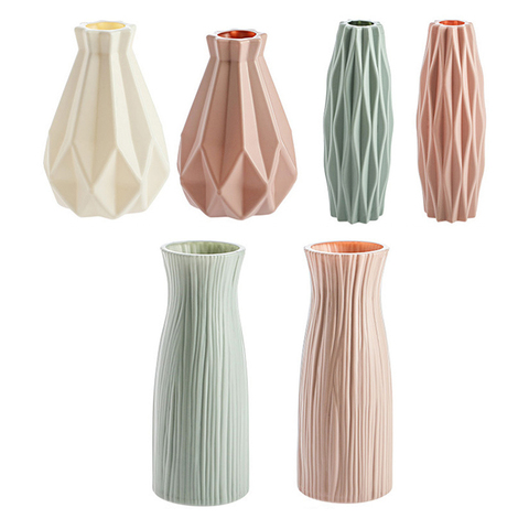 Vases décoratifs modernes, Arrangement de fleurs de Style nordique pour la maison, pot de fleurs Origami pour l'intérieur en plastique, offre spéciale ► Photo 1/6