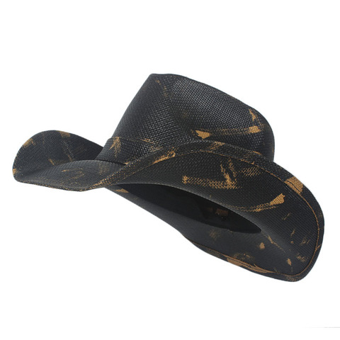 Été paille hommes Cowboy chapeau Western Sombrero Hombre chapeau soleil Cowgirl casquette plage Jazz soleil chapeau avec coupe-vent corde 20 style ► Photo 1/6