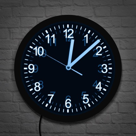 Horloge murale lumineuse à LED en acrylique, mécanisme silencieux, éclairage, style LED au Design moderne ► Photo 1/6