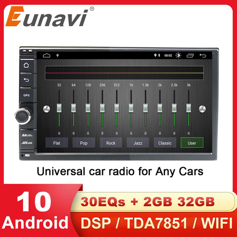 Eunavi-lecteur multimédia universel, stéréo, 2 Din, avec Navigation GPS, DSP, wi-fi, USB 4G, TDA7851, Android 10, 7 pouces ► Photo 1/6