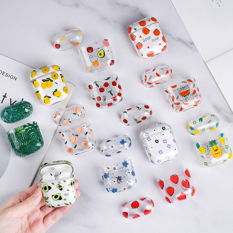 Mignon étui pour écouteurs Transparent pour Airpods pro 1 2 étui motif fruits Transparent couverture de PC dur pour AirPods 2 pro Air Pods housse ► Photo 1/6