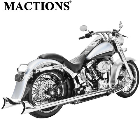 Système double d'échappement chromé pour moto Harley Softail, Train de nuit, Slim, Standard FXST Blackline, FXS ► Photo 1/4