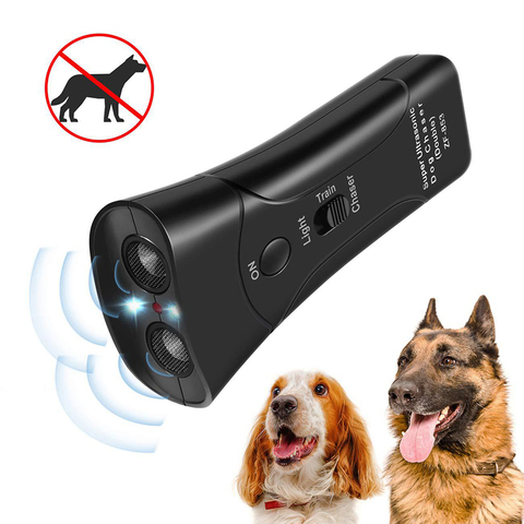 Répulsif ultrasonique pour chiens, lampe de poche LED, chasses pour animaux de compagnie, équipement d'entraînement, Double tête, dispositif Anti-aboiement, fournitures pour chiens de berger allemand ► Photo 1/6