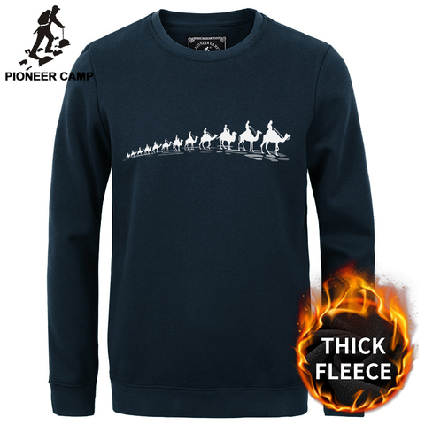 Pioneer Camp nouveau automne hiver mode hommes sweats à capuche coton décontracté épaissir polaire mâle pull survêtement hommes col rond sweat ► Photo 1/6