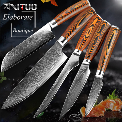 XITUO japonais vg10 couteau damas Santoku haute teneur en carbone en acier inoxydable couteau de cuisine Cuchillo désossage tranchage utilitaire couperet nouveau ► Photo 1/6