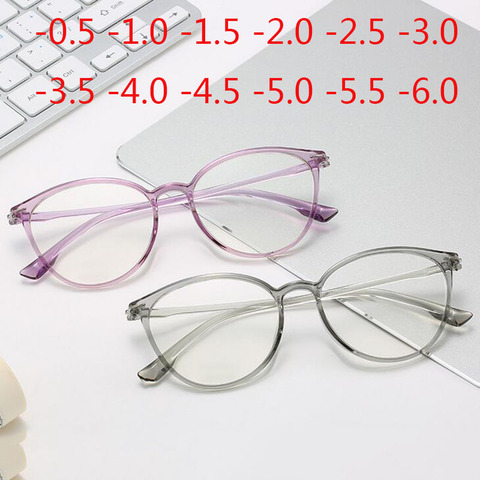 Lunettes rétro yeux de chat pour femmes, verres transparents, pour myopie, optique, 0.5 -1 -1.5 -2 -2.5 -3 -3.5 -4 -4.5 -5 -5.5 -6 ► Photo 1/6