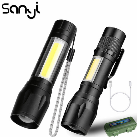 Lampe de poche Portable XPE COB, 3 Modes d'éclairage, alimentée par pile AA, 3800 lumens, idéal pour le Camping, la chasse ou le travail ► Photo 1/6