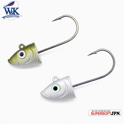 Leurre de pêche avec tête de gabarit, hameçons, 1/0, avec yeux Laser, 12g, 2 pièces/pk, poids en vinyle souple, 3/7 oz, pour le rivage ► Photo 1/6