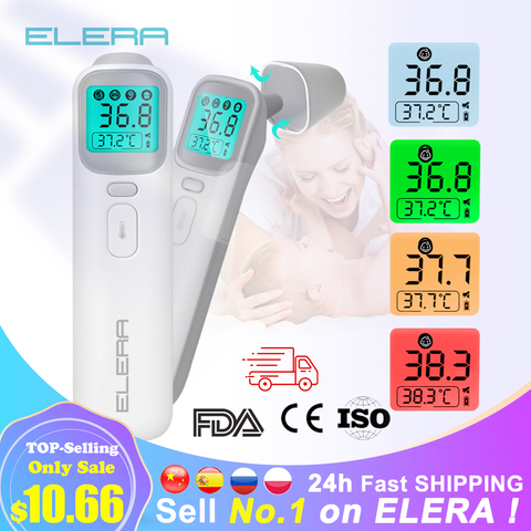 ELERA – Thermomètre infrarouge avec affichage numérique LCD, mesure la température du corps sans Contact, front/oreille, pour adulte/enfant/bébé ► Photo 1/6