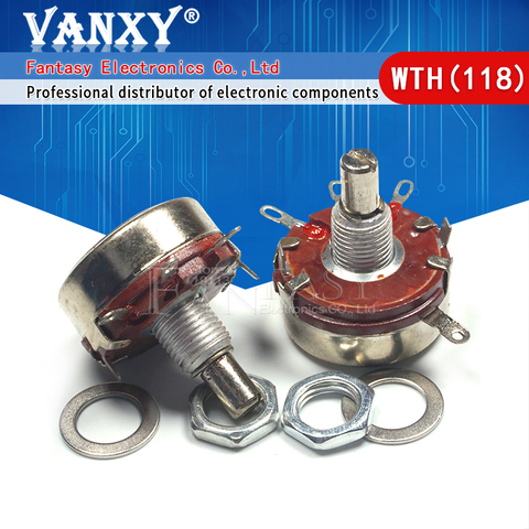 5 pièces WTH118 2W 1A potentiomètre 1K 2.2K 4.7K 10K 22K 47K 100K 470K 1M WTH118-2W arbre rond carbone potentiomètre conique rotatif ► Photo 1/6