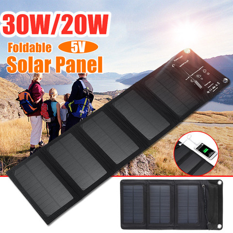 Panneau solaire pliable 30W/20W 5V, USB, étanche, Portable, chargeur de batterie, alimentation Mobile ► Photo 1/6