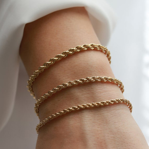 Vnox charmant Flash corde torsadée chaîne Bracelets pour femme dame en acier inoxydable poignet bijoux longueur réglable ► Photo 1/6
