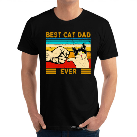 Meilleur chat papa jamais chat papa Vintage t-shirts amant père Camisa 100% Premium coton drôle chat meilleur anniversaire t-shirt pour les hommes ► Photo 1/6